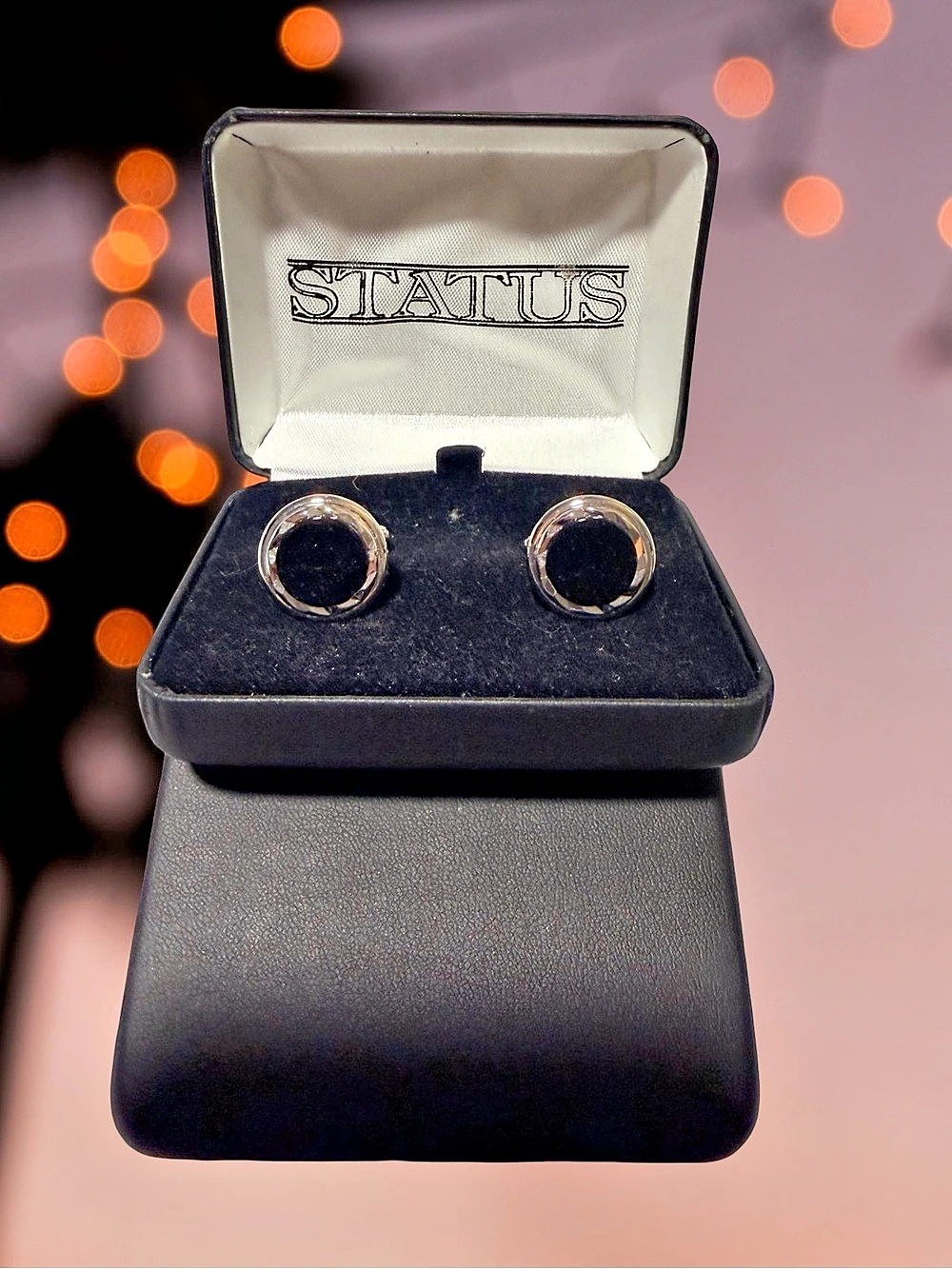 Status Cuff Links in Black & Silver